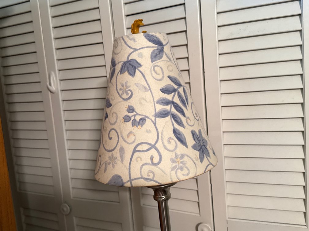 Brushed Metal Floor Lamp with Floral Shade