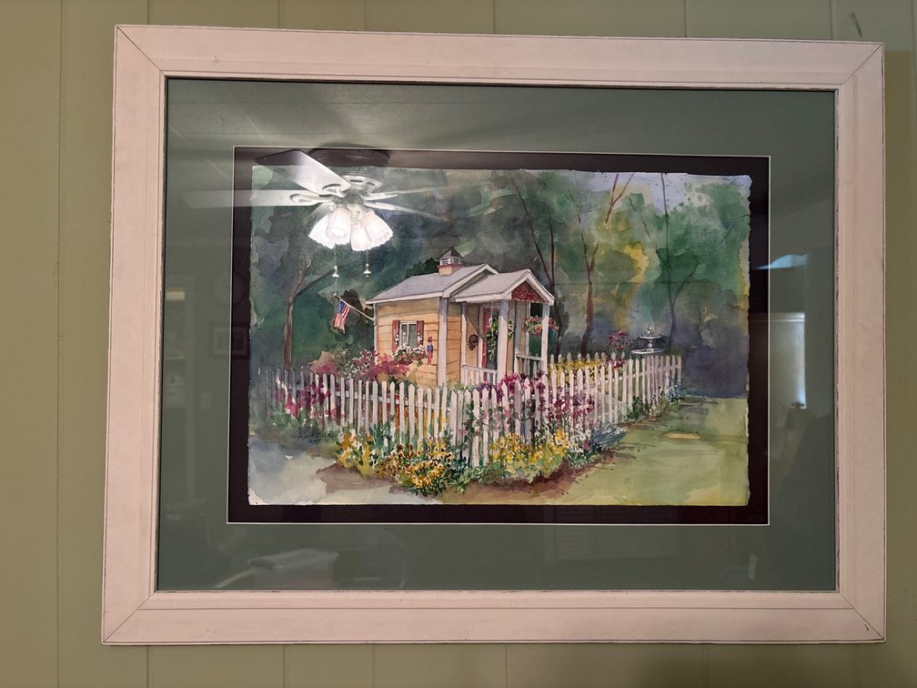 Stephanie Holman Framed Cottage Watercolor Painting