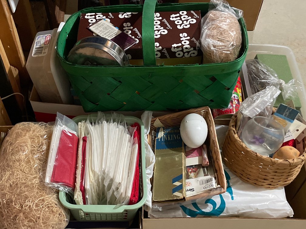 Craft, Sewing, and Basketry Supplies with Woven Baskets
