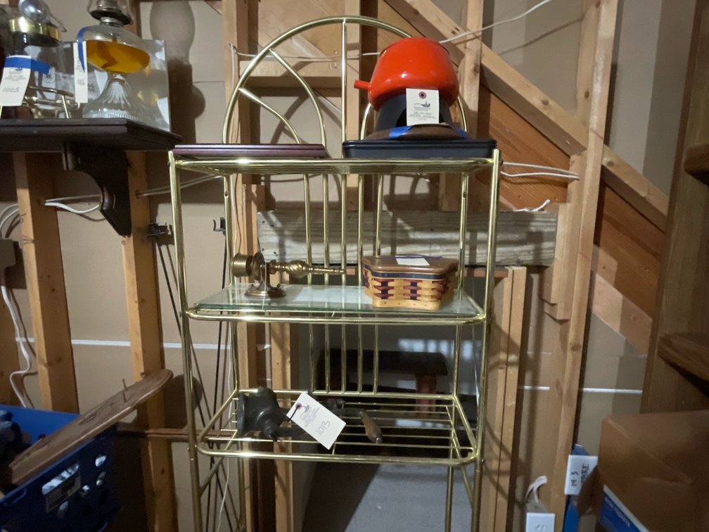 Brass-Tone Arched Metal Etagere Shelving Unit