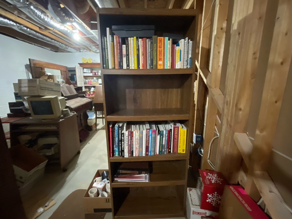 Brown Woodgrain Laminate Five-Shelf Bookcase