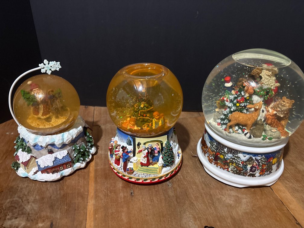 Three Christmas Holiday Scene Snow Globes