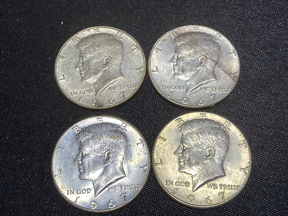 1967 Kennedy Silver Half Dollar Coins (4)