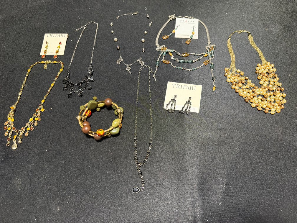Costume Jewelry Necklaces, Earrings, and Wrap Bracelet