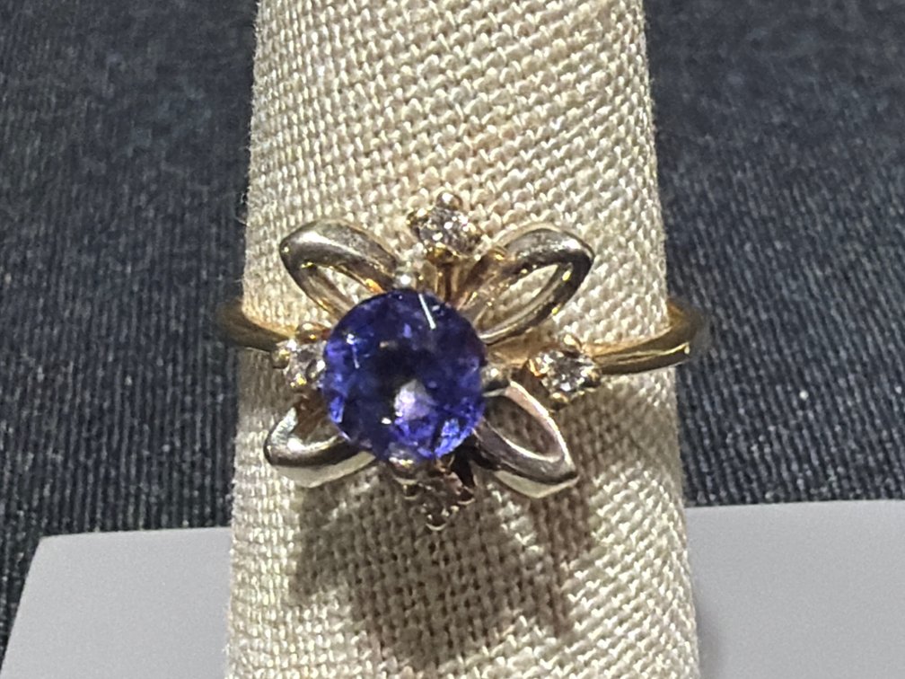 14K Yellow Gold Band and Gemstone Cocktail Ring