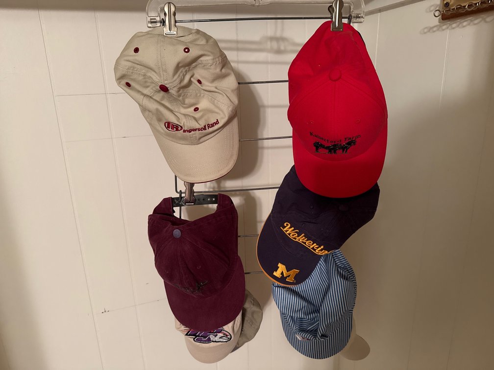 Baseball Caps and Striped Engineer Cap with Wire Rack