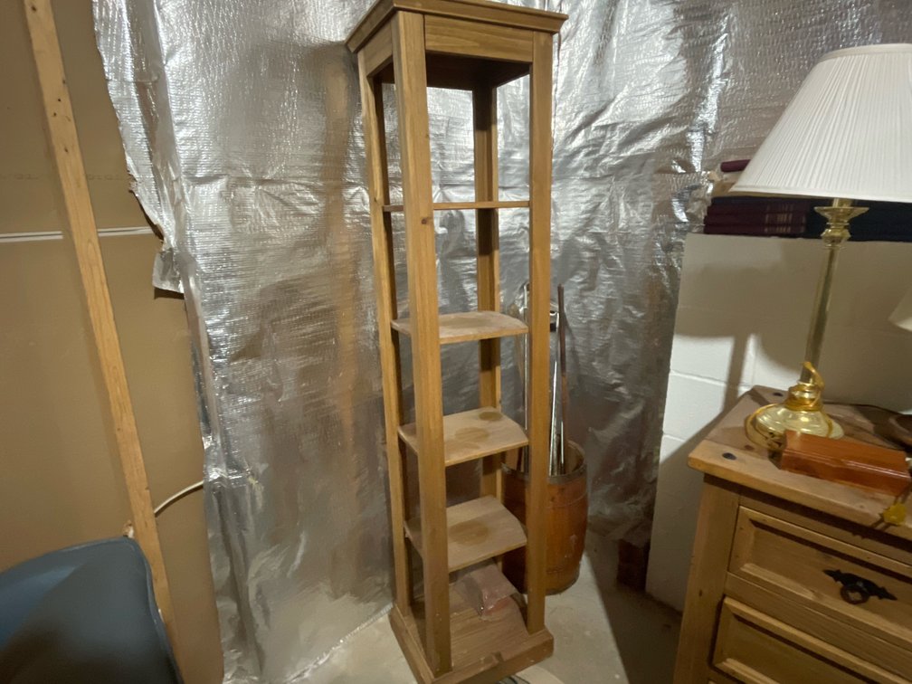 Tall Narrow Wooden Display Tower Shelf