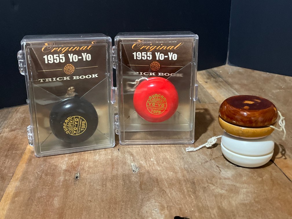 Wooden and Plastic Yo-Yos with Display Cases