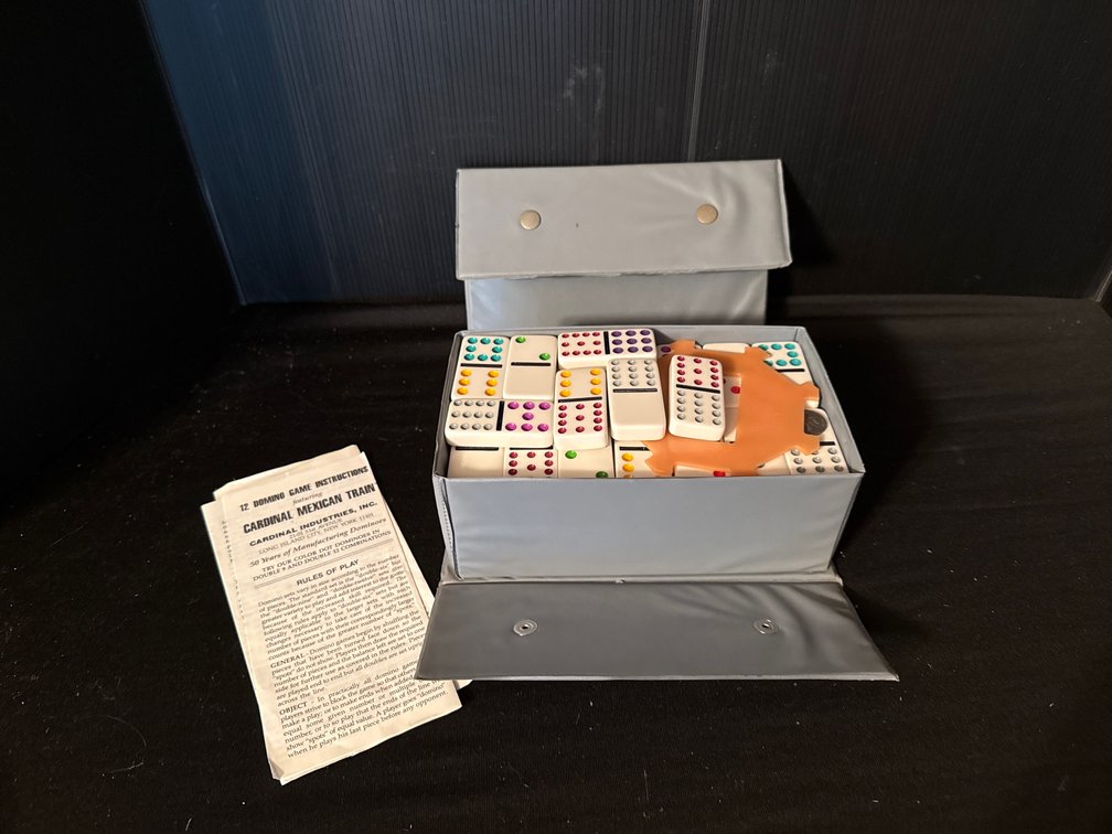 Dominoes Set with Mexican Train Hub and Vinyl Case
