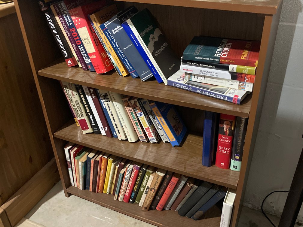 Four-Shelf Wood-Grain Laminate Bookcase