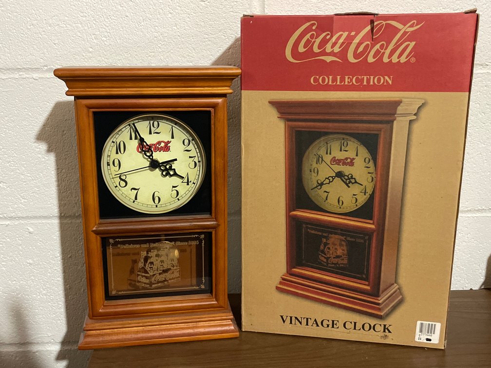 Coca-Cola Wooden Mantel Clock with Original Box