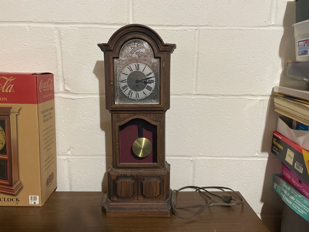 Tabletop Electric Grandfather Clock with Tempus Fugit Dial