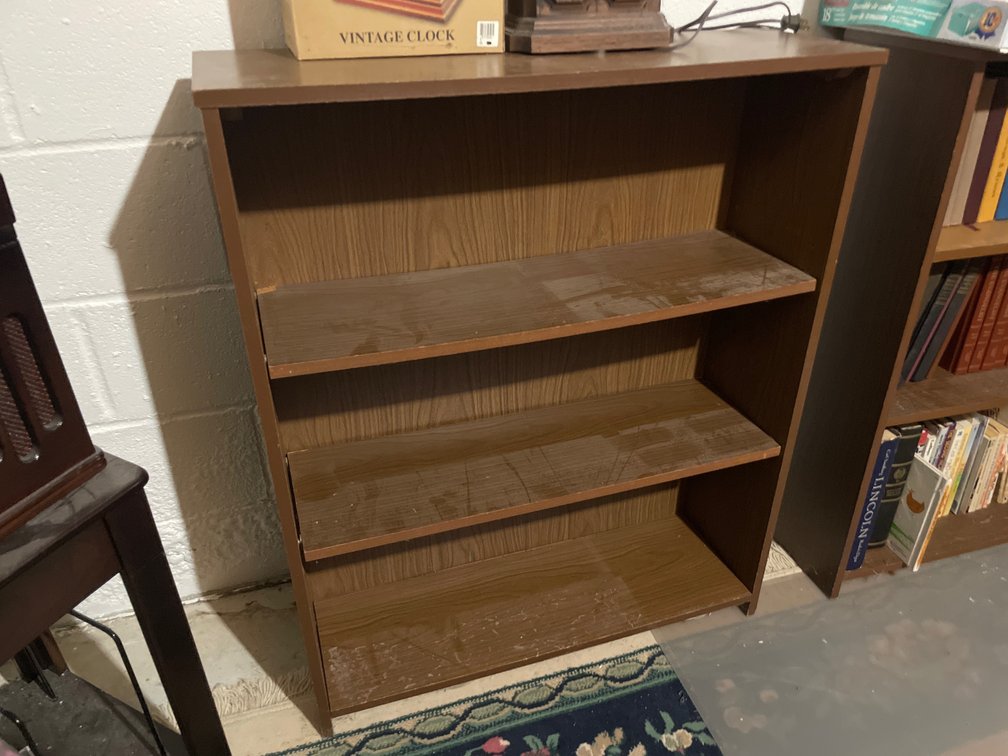 Brown Woodgrain Laminate Bookcase with Adjustable Shelves