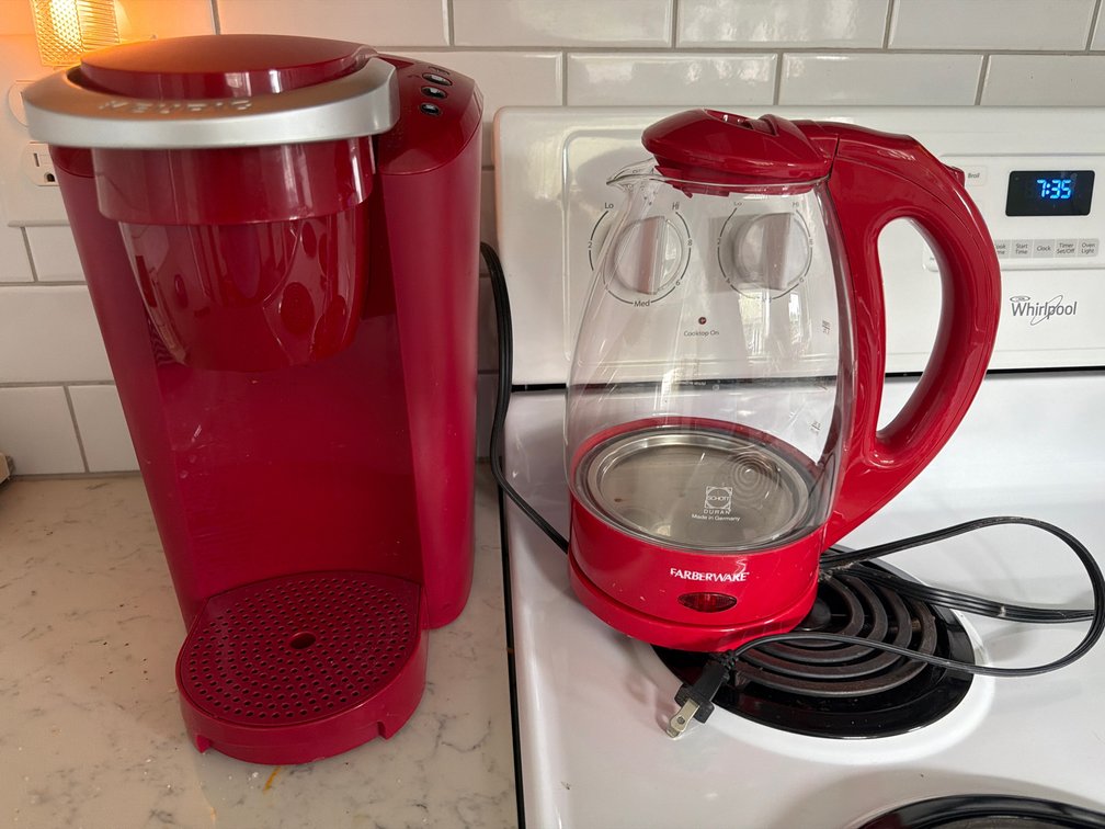 Keurig Red Single-Serve Coffee Maker and Glass Electric Kettle