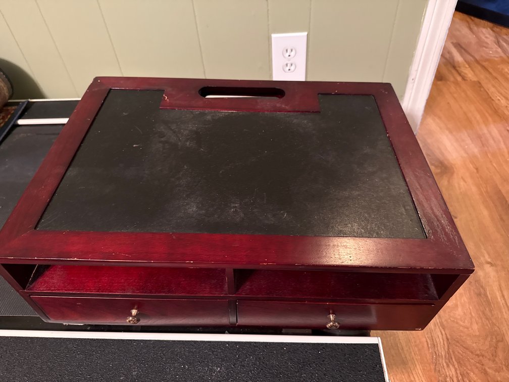 Reddish-Brown Wood Desktop Organizer with Drawers