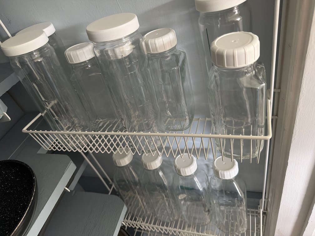 Graduated Clear Glass Storage Bottles and Jars
