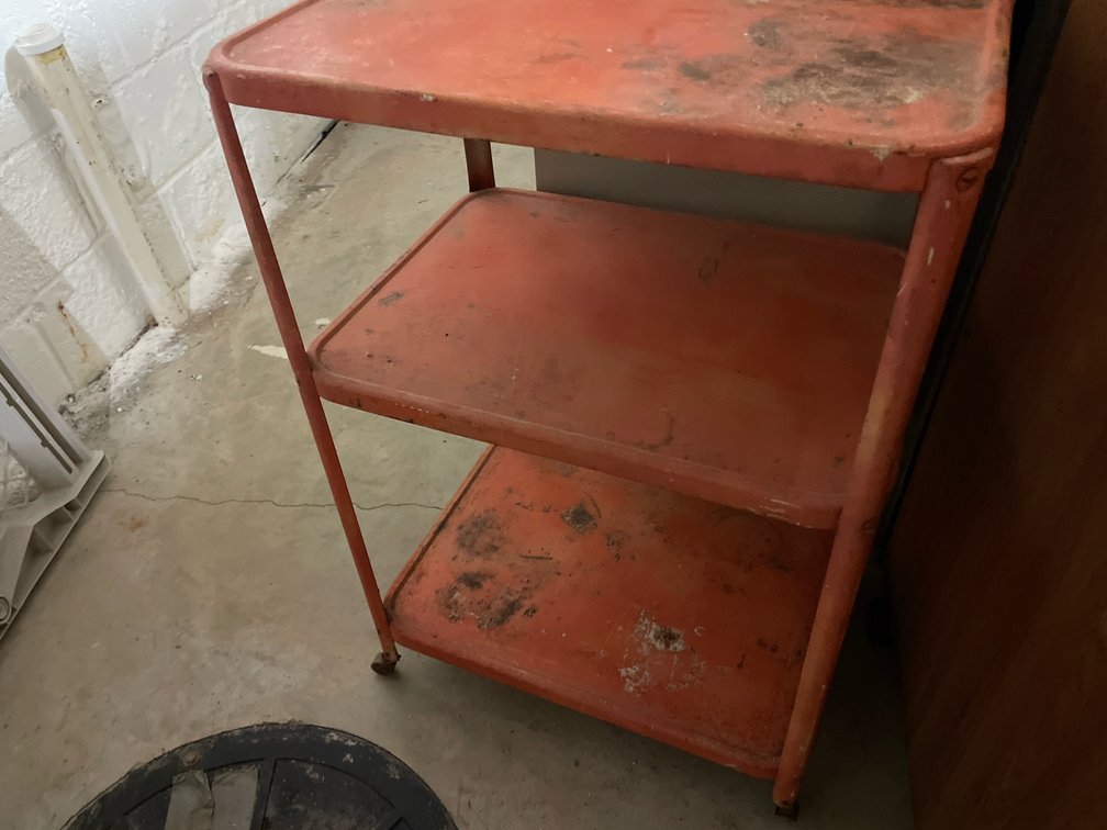 Orange Three-Tier Metal Rolling Utility Cart