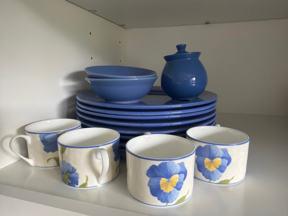 Blue Ceramic Dinnerware and Bone China Cups