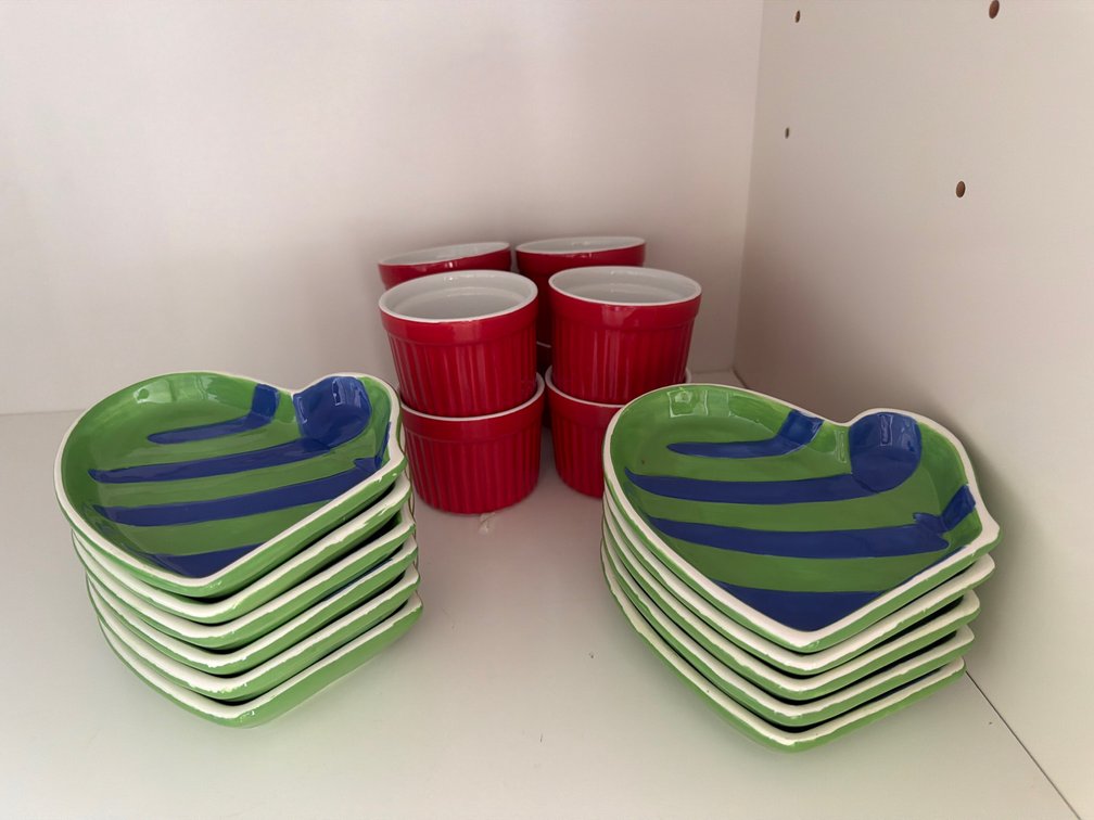 Ceramic Heart-Shaped Dishes and Fluted Ramekins