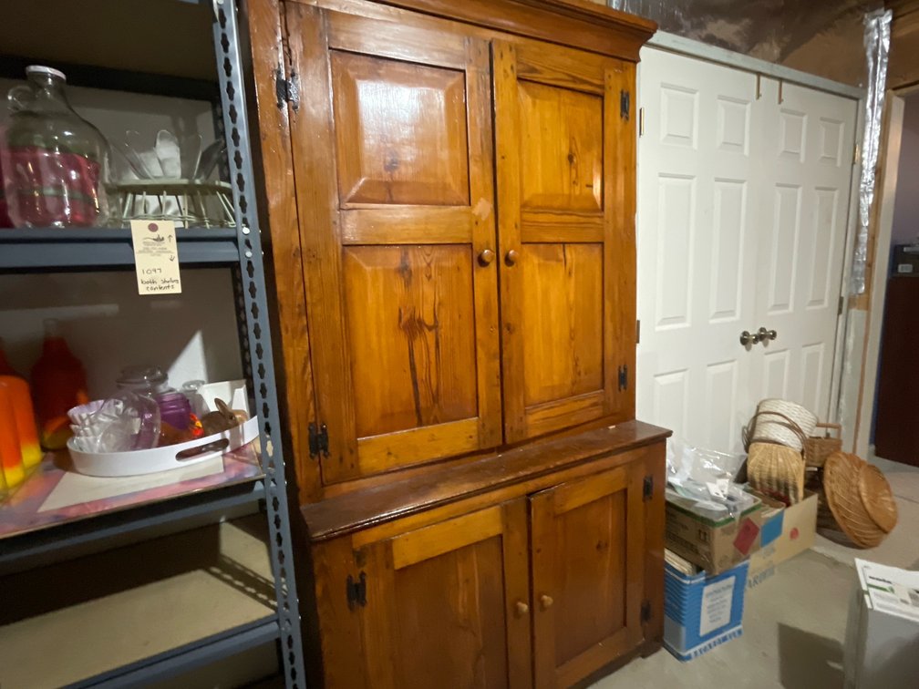 Pine Step-Back Cupboard with Raised Panel Doors