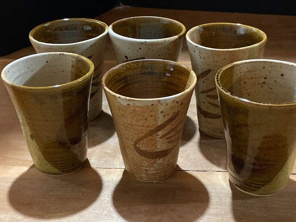 Speckled Stoneware Tumblers with Brushstroke Motif