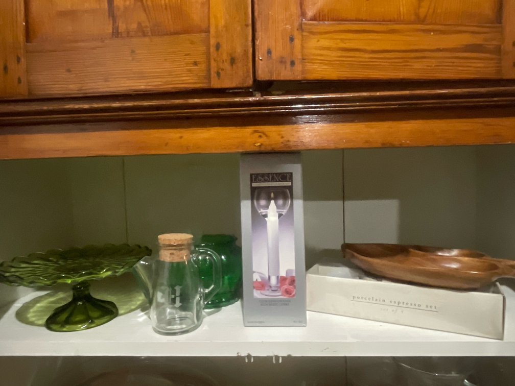 Glass Cake Stand, Porcelain Espresso Set, Cruet, and More