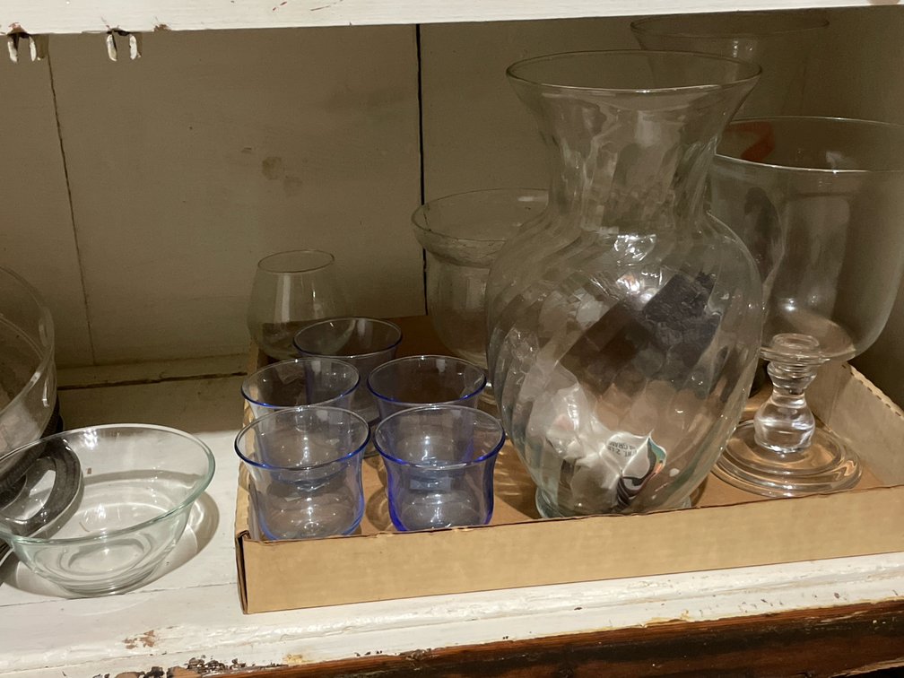 Glassware and Silver-Tone Serving Trays and Platters