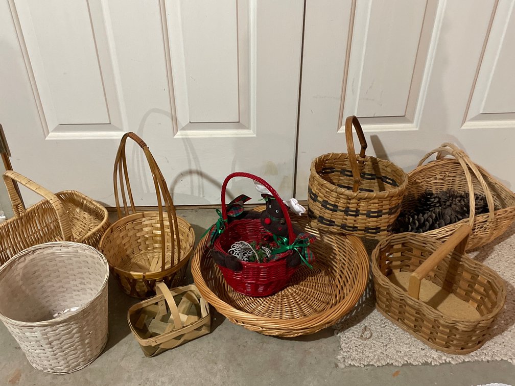 Wicker and Wood Splint Gathering and Storage Baskets