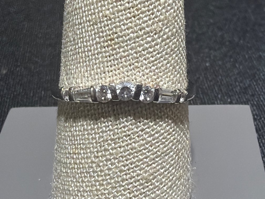 14K White Gold and Cubic Zirconia Band Ring