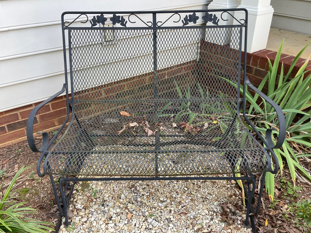 Black Metal Mesh Patio  Bench