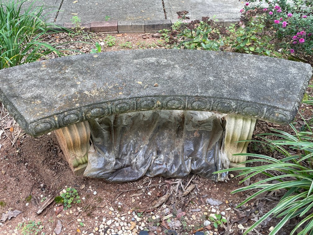 Curved Cast Concrete Garden Bench with Scroll Pedestals