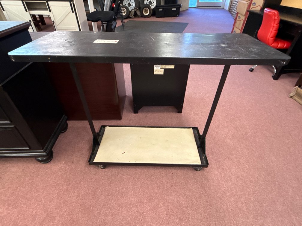 Black Metal Rolling Console Table with Lower Shelf