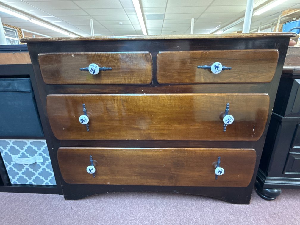 Four-Drawer Wooden Chest of Drawers with New York Yankees Hardware