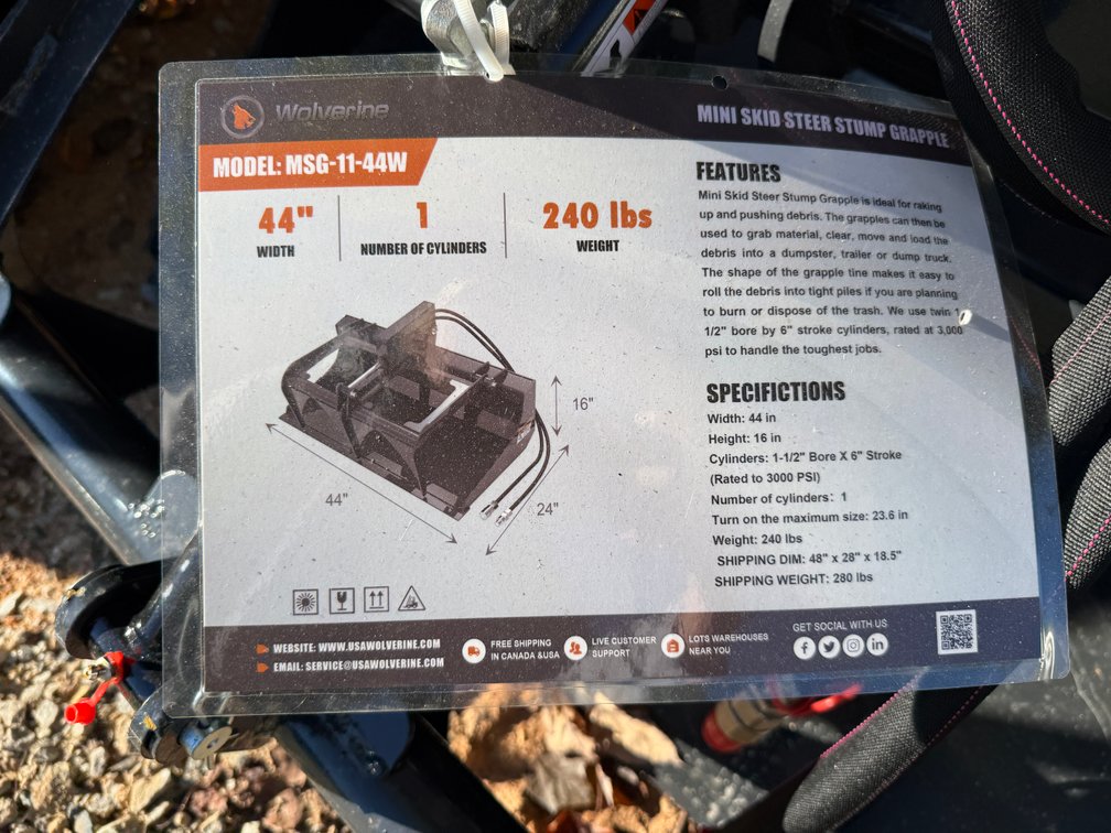 Mini Skid Steer Stump Grapple