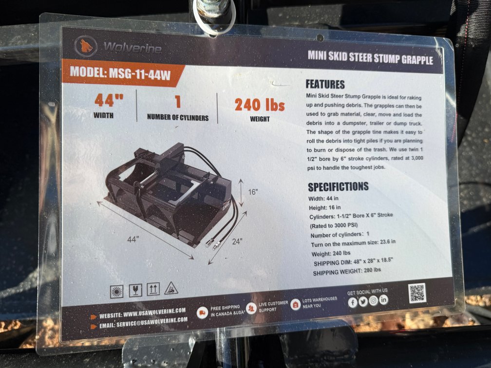 Mini Skid Steer Stump Grapple