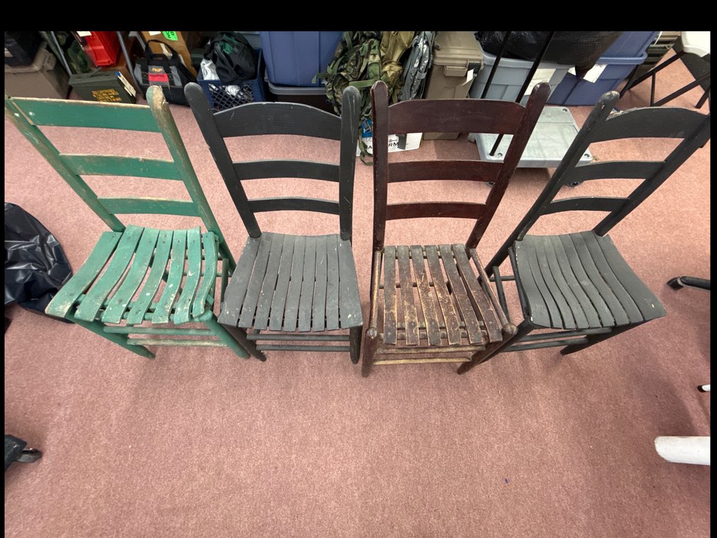Wooden Ladderback Chairs with Slatted Seats