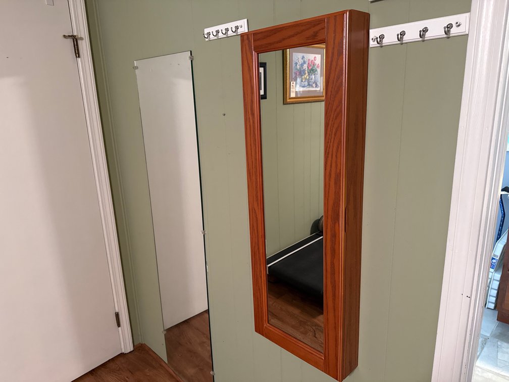 Wall-Mounted Mirrored Jewelry Armoire with Costume Jewelry