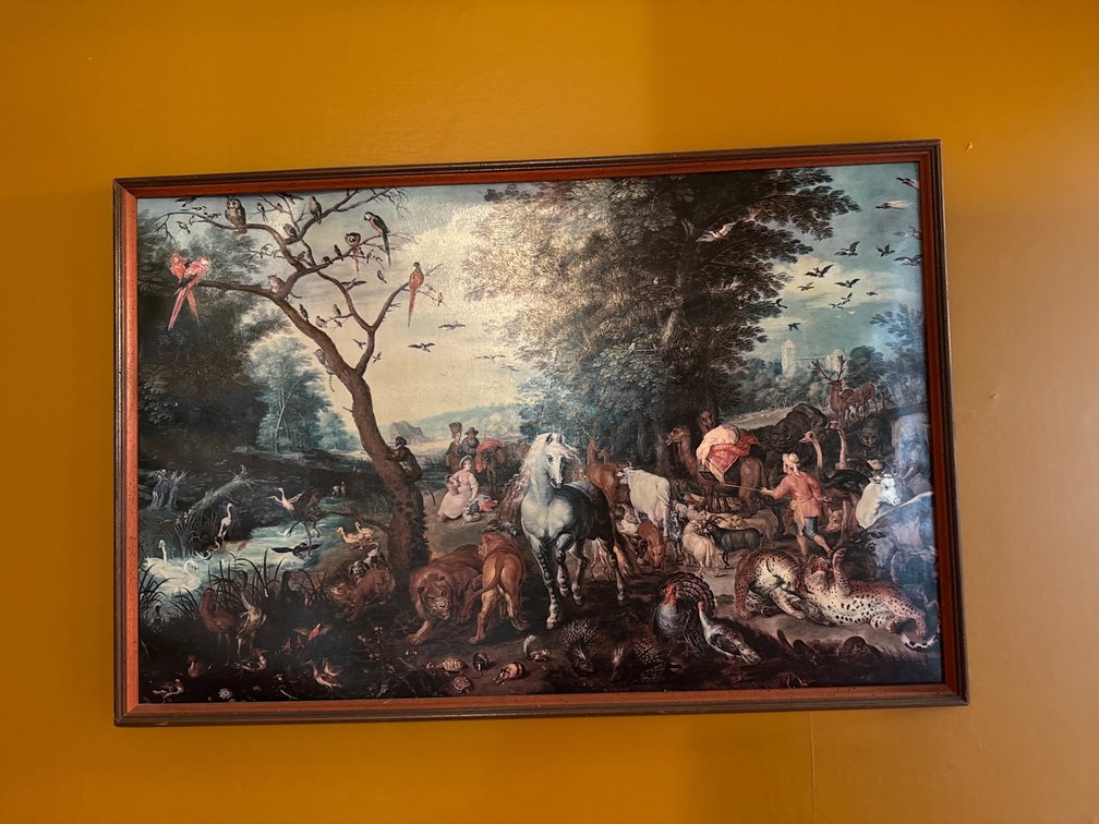 Framed Artwork Depicting Animals Entering Noah's Ark