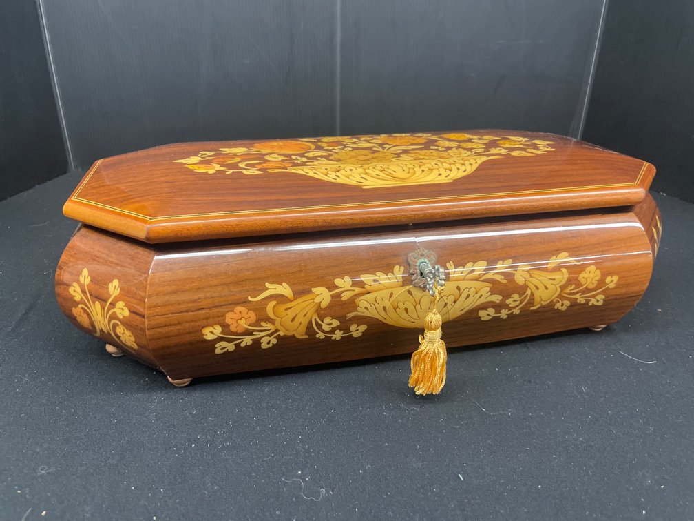 REUGE Inlaid Wood Musical Jewelry Box