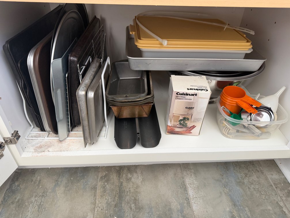 Metal Bakeware, Food Chopper, and Kitchen Utensils