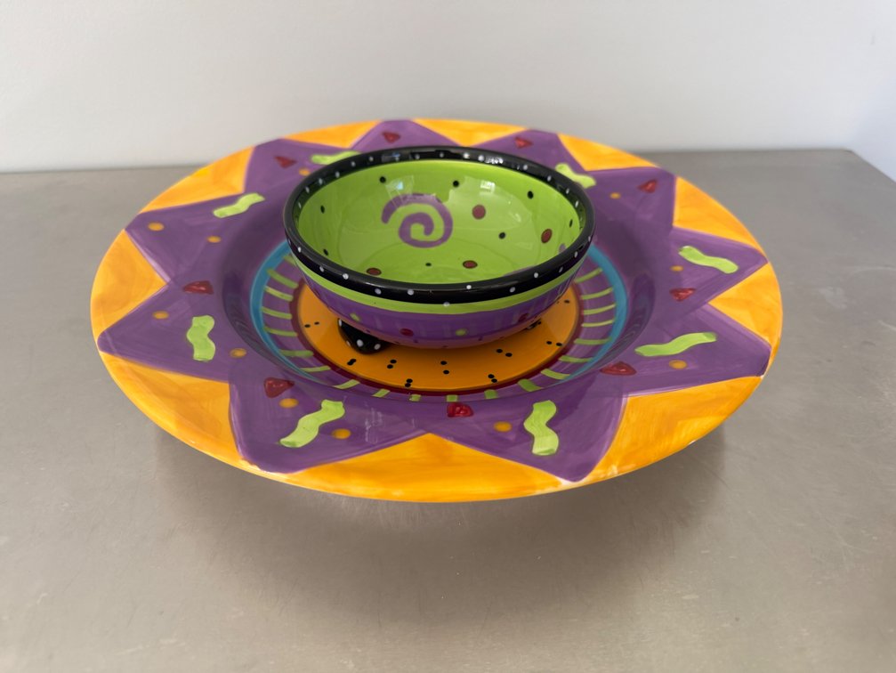 Bella Casa by Ganz Ceramic Platter and Footed Bowl