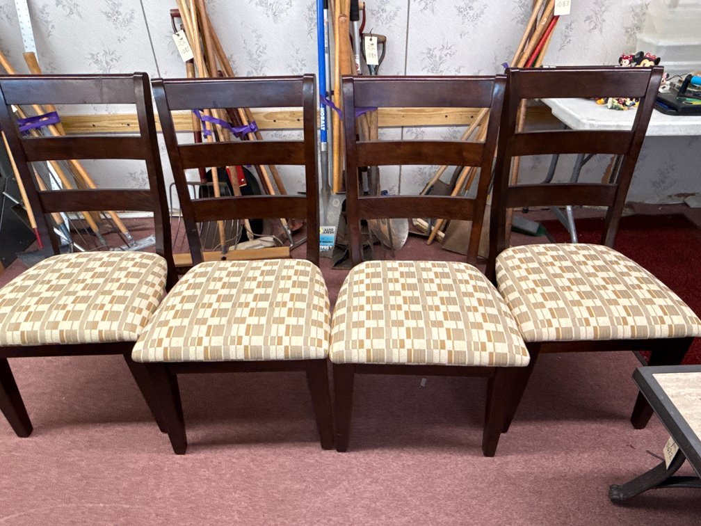 Ladder-Back Wooden Dining Chairs with Upholstered Seats