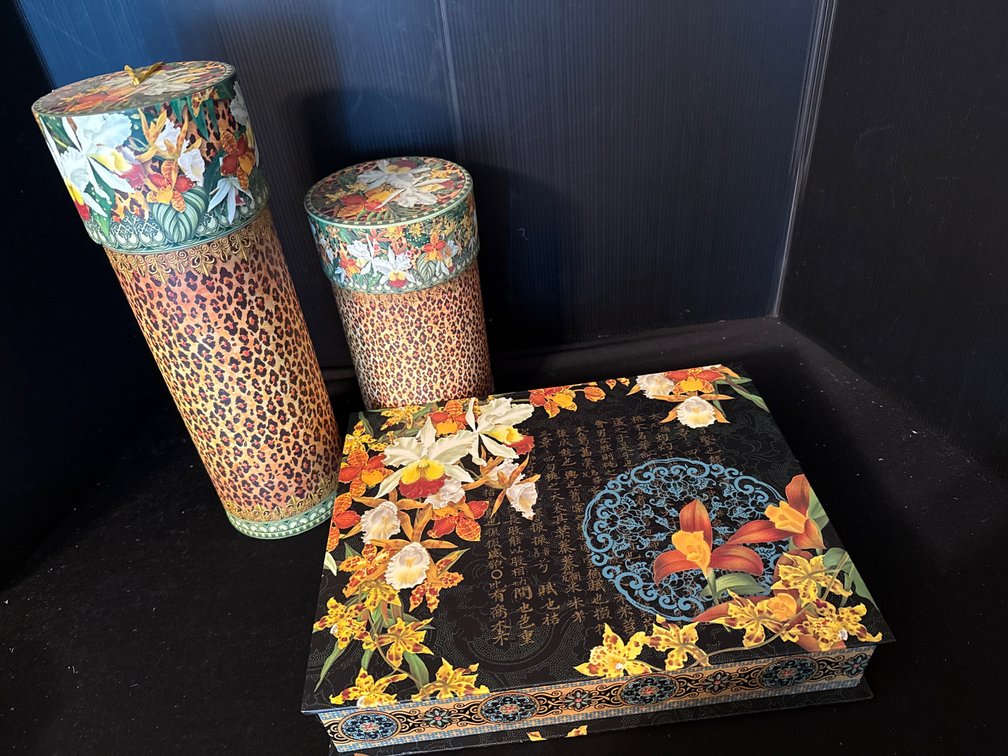 Punch Studio Decorative Orchid and Leopard Print Boxes