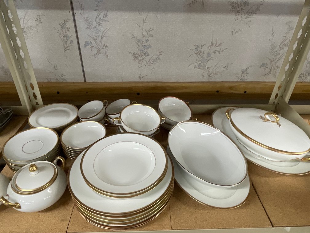 White Porcelain Dinnerware with Gold Trim