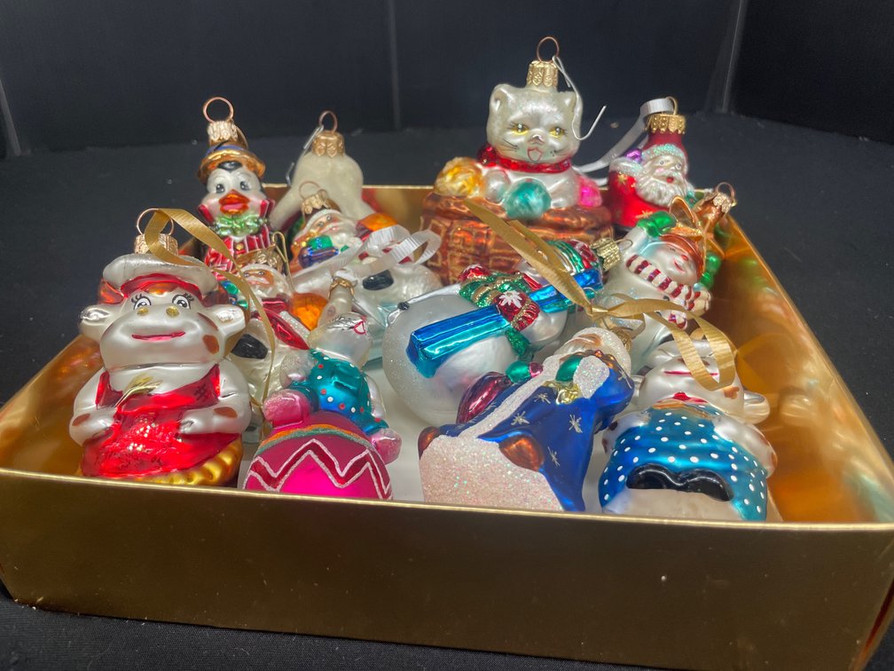 Painted Blown Glass Figural Christmas Ornaments