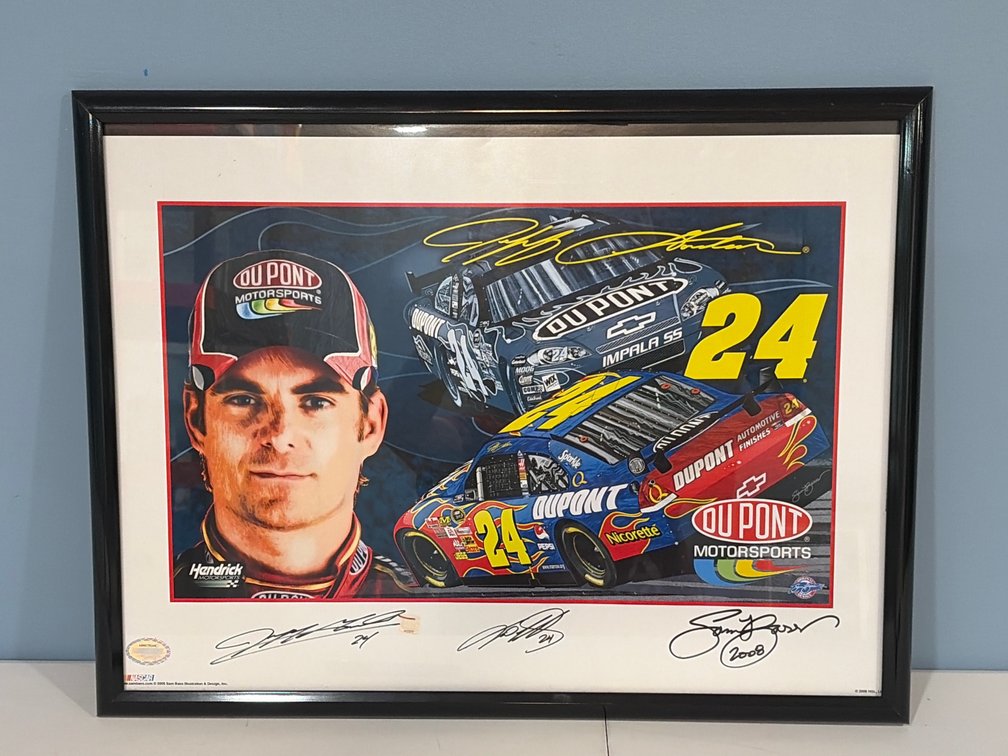 Autographed Jeff Gordon/Sam Bass/Steve Letarte No. 24 DuPont NASCAR Art Print