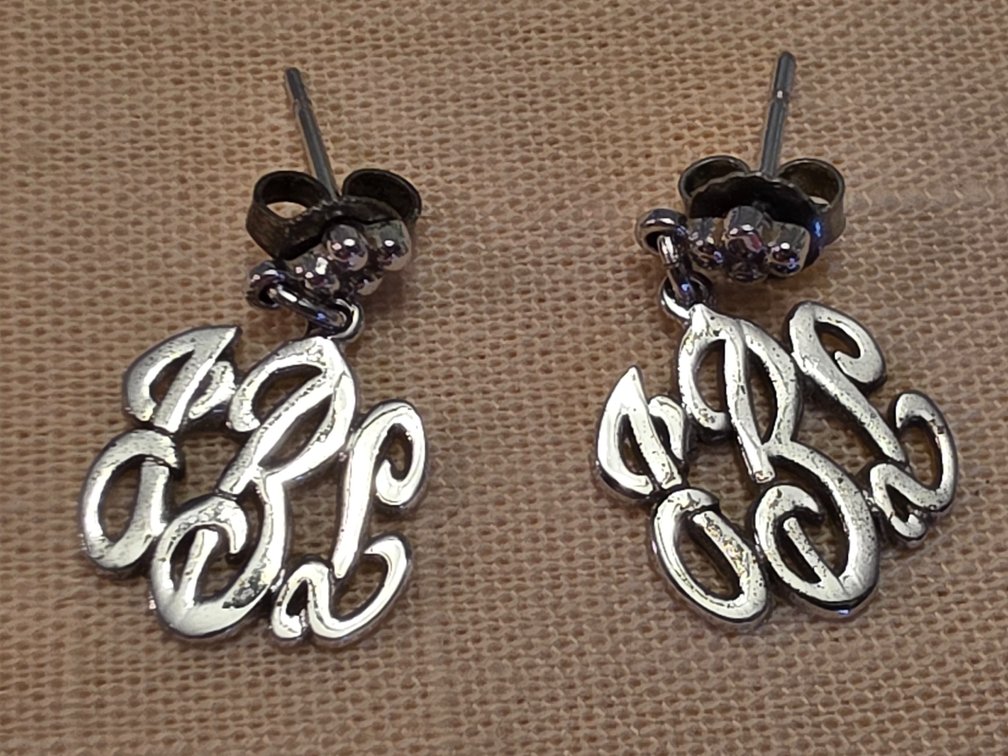 Sterling Monogram Drop Earrings