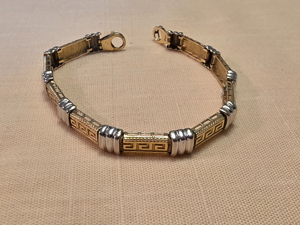 14K Greek Key Link Bracelet