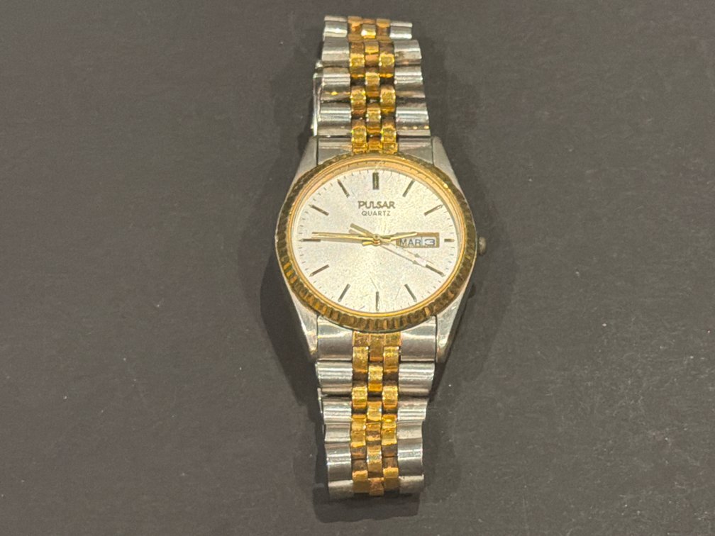 Pulsar V533-8B50 Two-Tone Day-Date Quartz Wristwatch