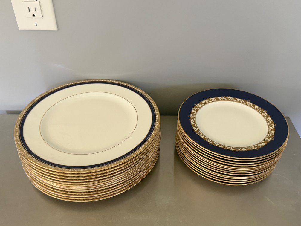 Wedgwood Rococo Cobalt and Gold Bone China Plates